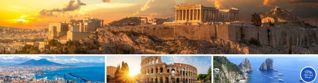Tours a Europa - Viaje desde Atenas Grecia hasta Italia para visitar Roma, Napoles, Pompeya y Capri