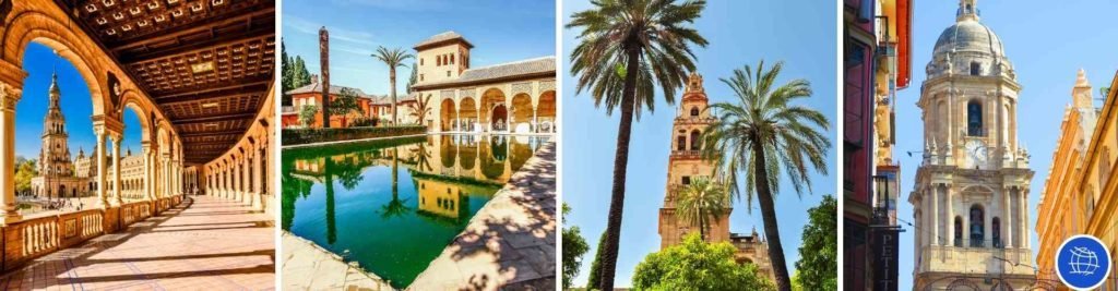 Travel to southern Spain, Costa del Sol, Alhambra in Granada and Toledo from Seville.